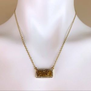 Gold Druzy Quartz Crystal Necklace